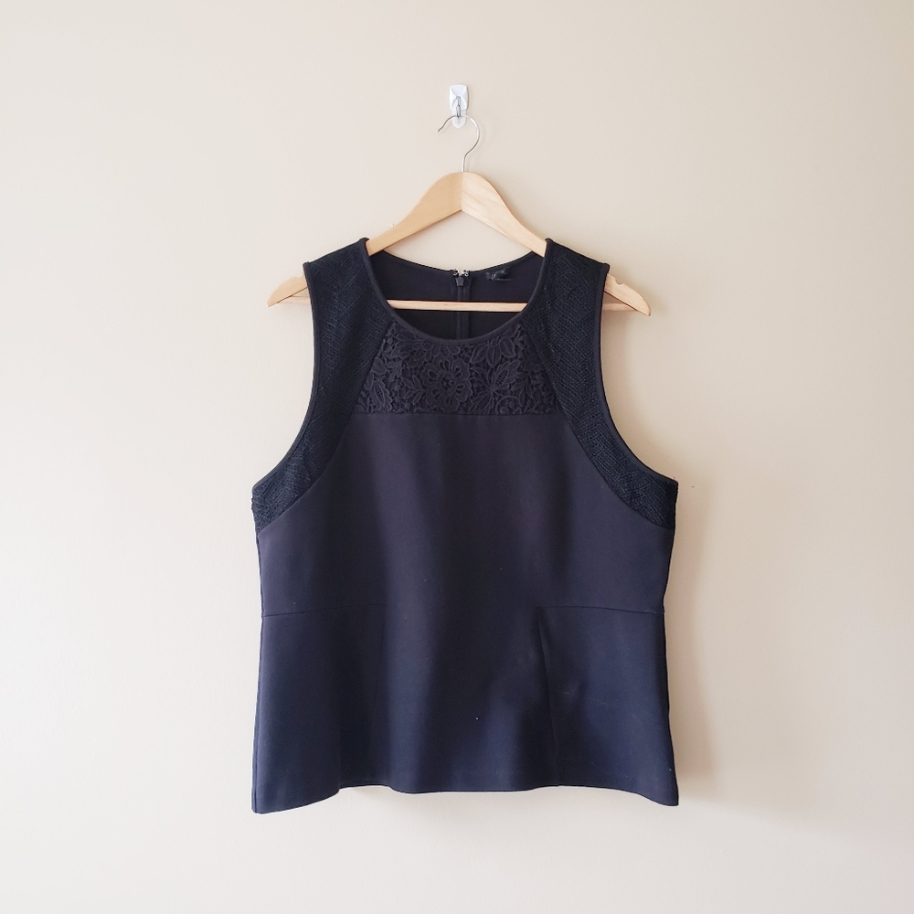 J. Crew Structured Mixed Lace Shell